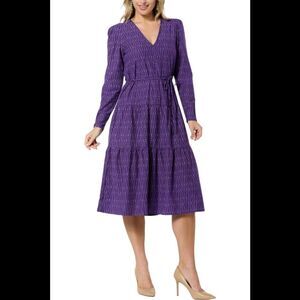 La Joie V-Neck Tiered Mid-Length Dress Acai Chevron - Regular